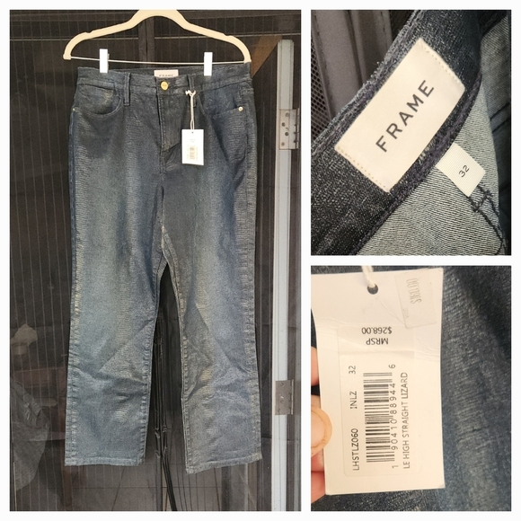 FrameLe High Straight-Leg Lizard Coated Jeans - Picture 4 of 5